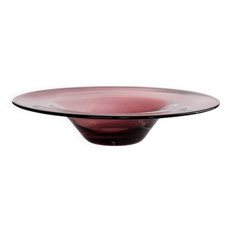 Berry-Toned Murano Glass Bowl - Heavy XL Size, Mid-Century Italian Design Collectible Centerpiece (1970s)