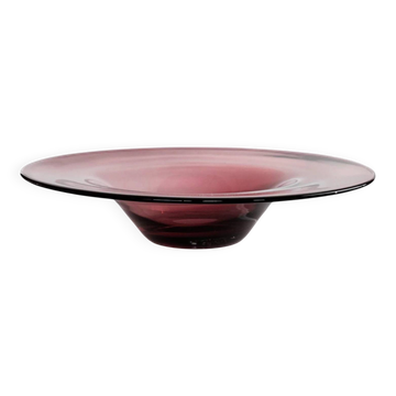 Berry-Toned Murano Glass Bowl - Heavy XL Size, Mid-Century Italian Design Collectible Centerpiece (1970s)