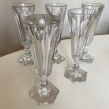 Set of 5 crystal flutes cut with cut sides 1960