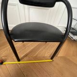 Danish design chair from the 80s, black tubular metal and faux leather.