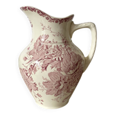 Large ironstone jug St Amand Anemone, antique pitcher