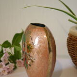 Vase en laiton polychrome émaillé vintage