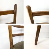 Set of 2 Vintage Chairs with Upholstered Backrest Wooden Chair Skandi Scandinavian Danish Design Stripes