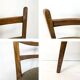 Paire de chaises vintage bois dossier barreaux, assise tissu, style 60s