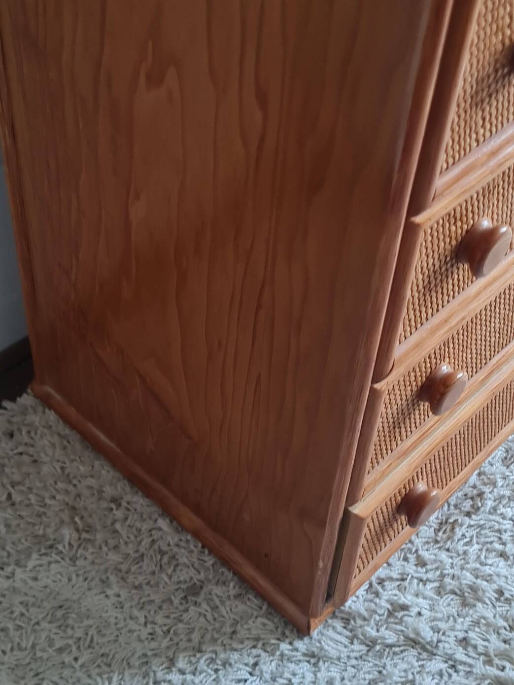Vintage wicker chest of drawers.