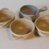 Set caquelon and 3 stoneware bowls