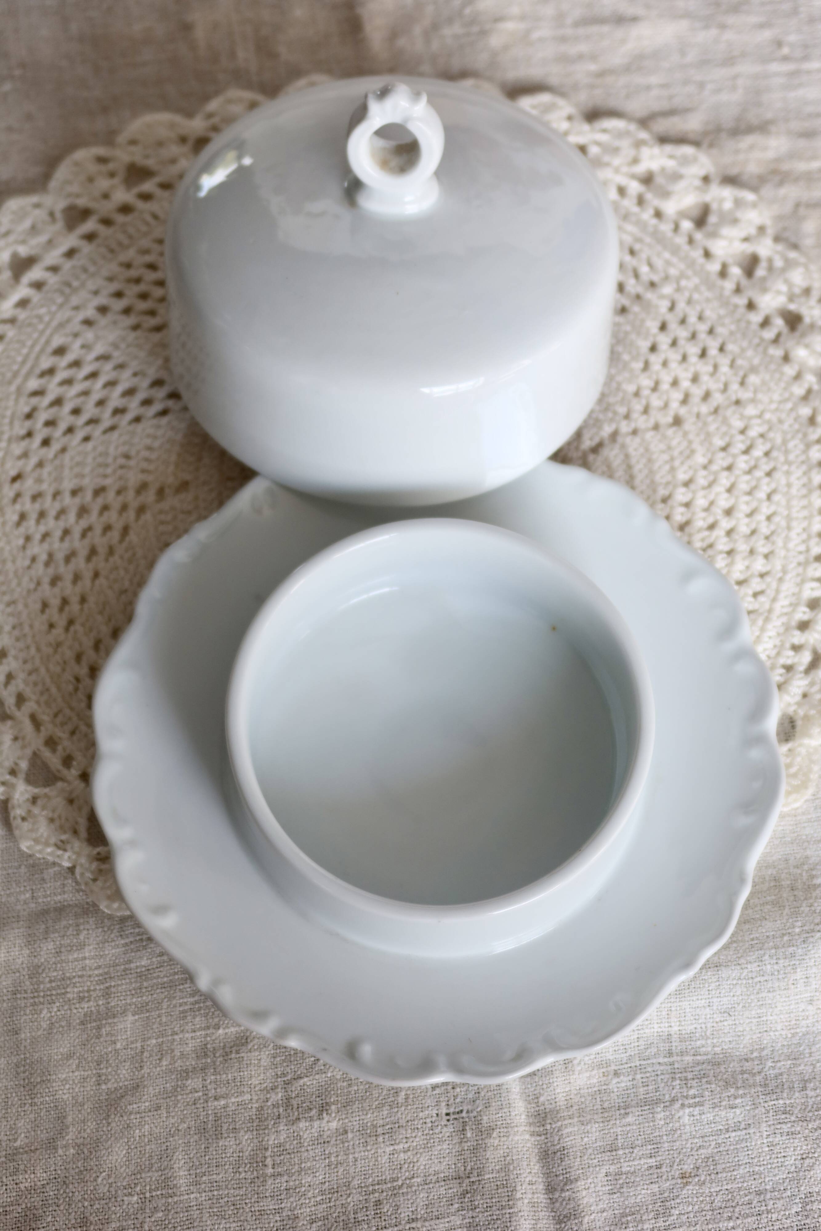 Vintage white porcelain butter bell
