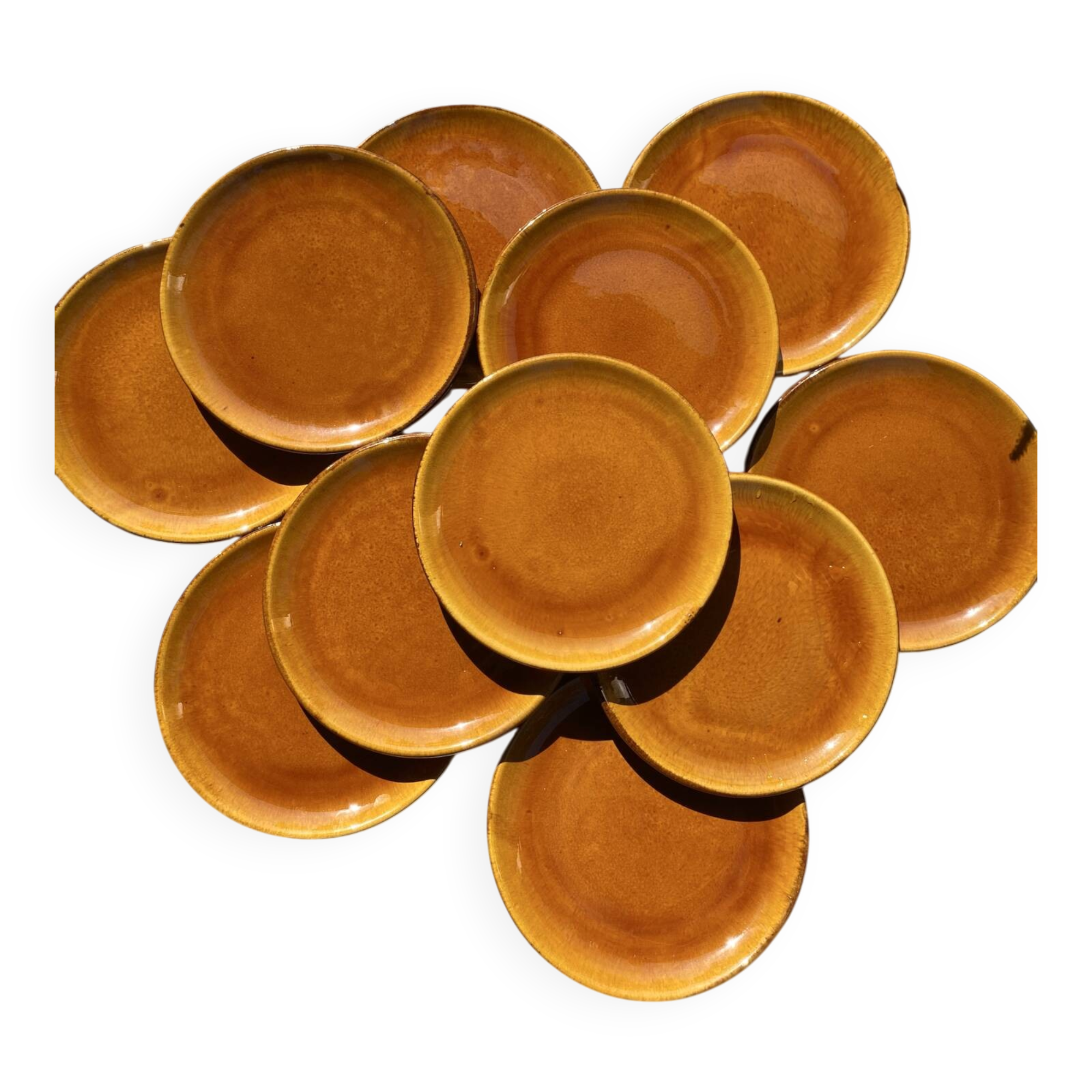 Set of 12 ancient stoneware plates Mourre-Milon, Dieulefit