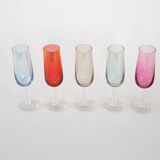 Set of coloured wine glasses, 1960s, made in Czechoslovakia