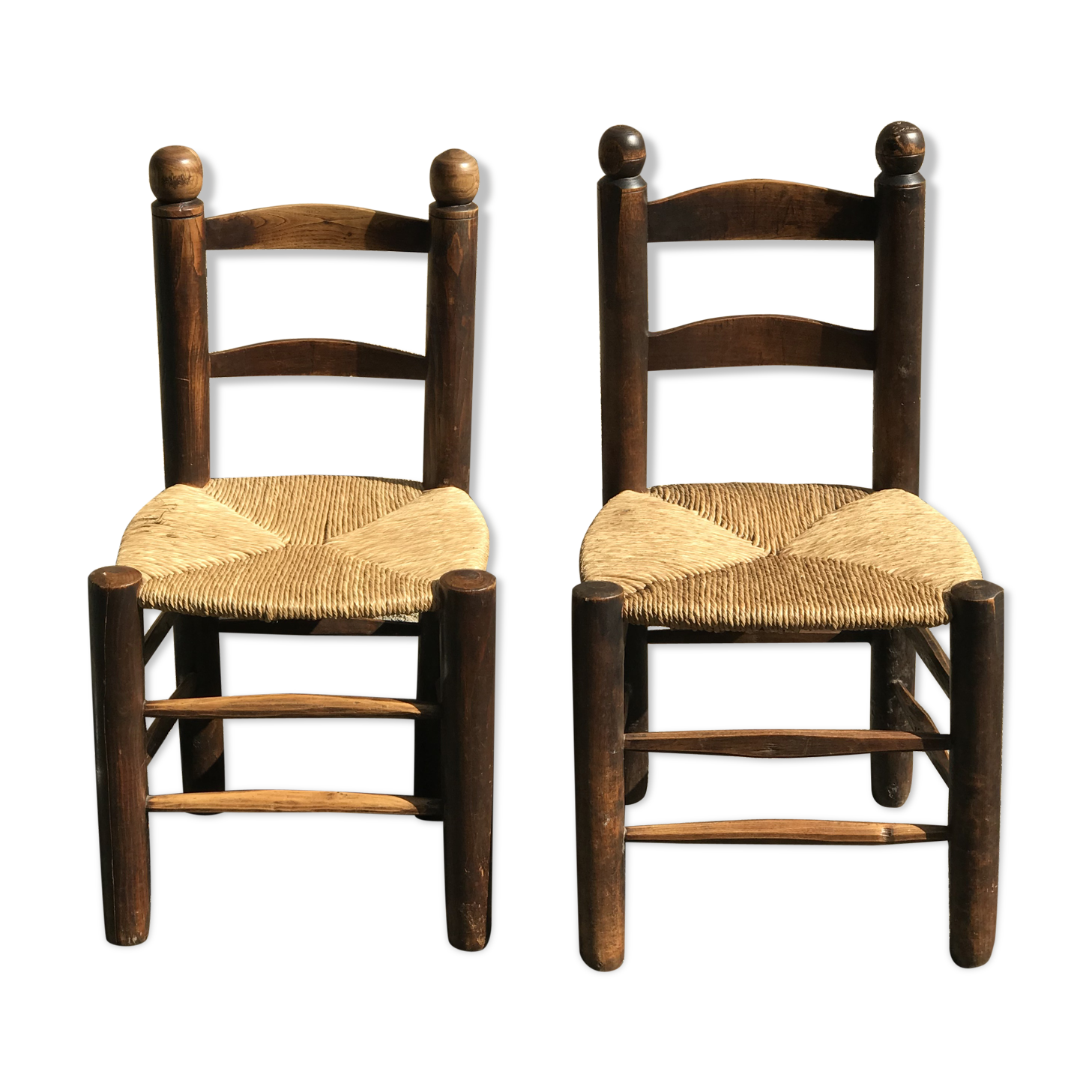 Pair of straw chairs