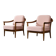 Vintage Mid-Century Modern Wood and Fabric Armchairs from W. Knoll, Set of 2