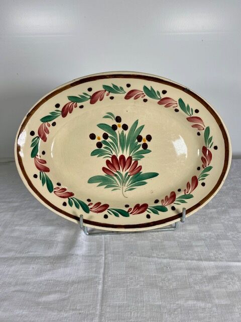 Oval earthenware dish Breton decor