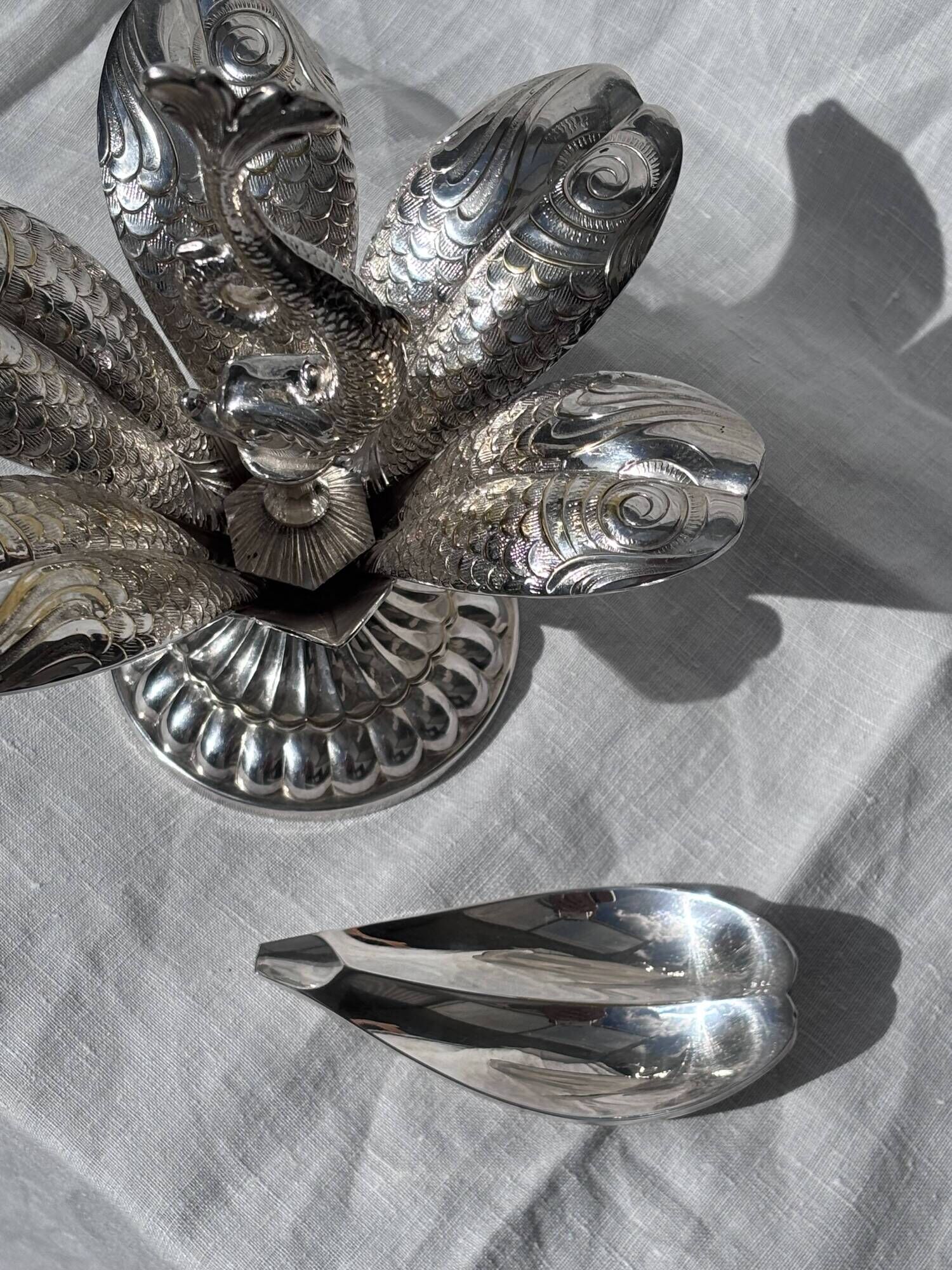 Caviar service flower of Poseidon in silver-plated metal Christofle finial