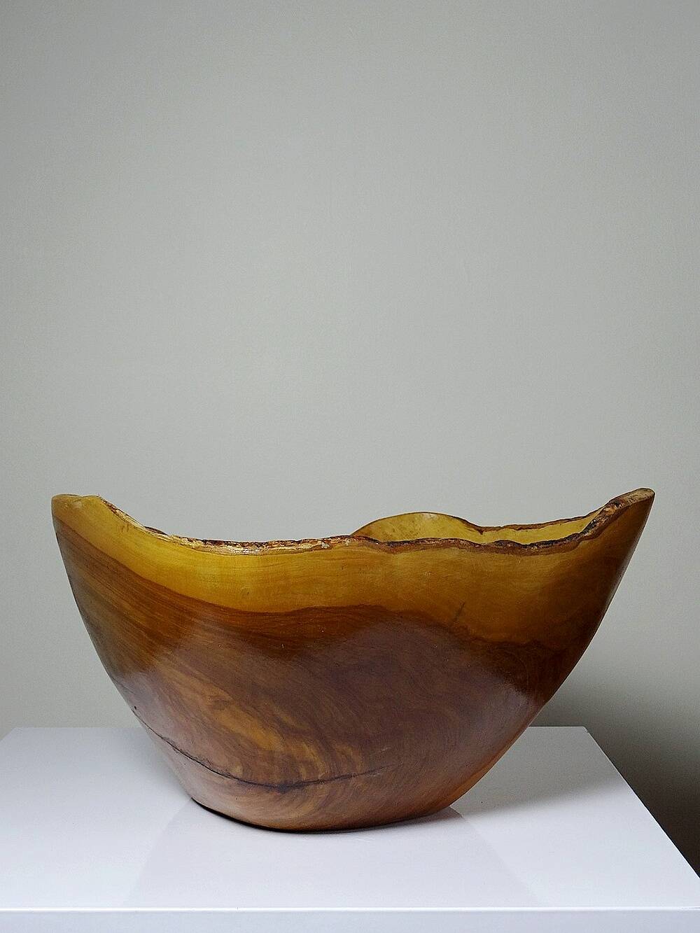 Large olive wood bowl Riviera brutalist craftsmanship circa 1950