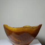 Large olive wood bowl Riviera brutalist craftsmanship circa 1950