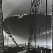 Photograph black and white silver print circa 1970 landscape bridge