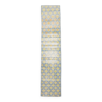 Tapis de couloir vintage bleu et jaune 2x10 73x328 cm