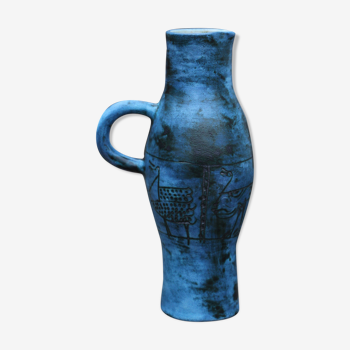 Pitcher - vase by Jacques Blin blue 1950