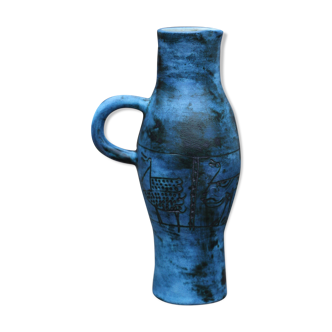 Pitcher - vase by Jacques Blin blue 1950