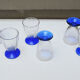6 old conical glasses art deco transparent blue foot