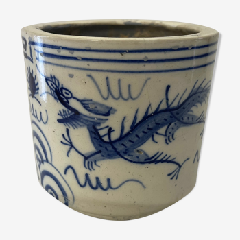Brush holder Bitong porcelain white blue dragons china XVIII