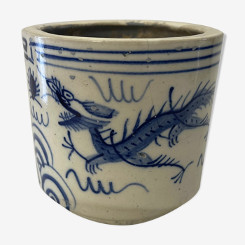 Porte-pinceaux Bitong porcelaine blanc bleu dragons chine XVIII