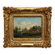 Old oil painting on canvas countryside landscape 19th