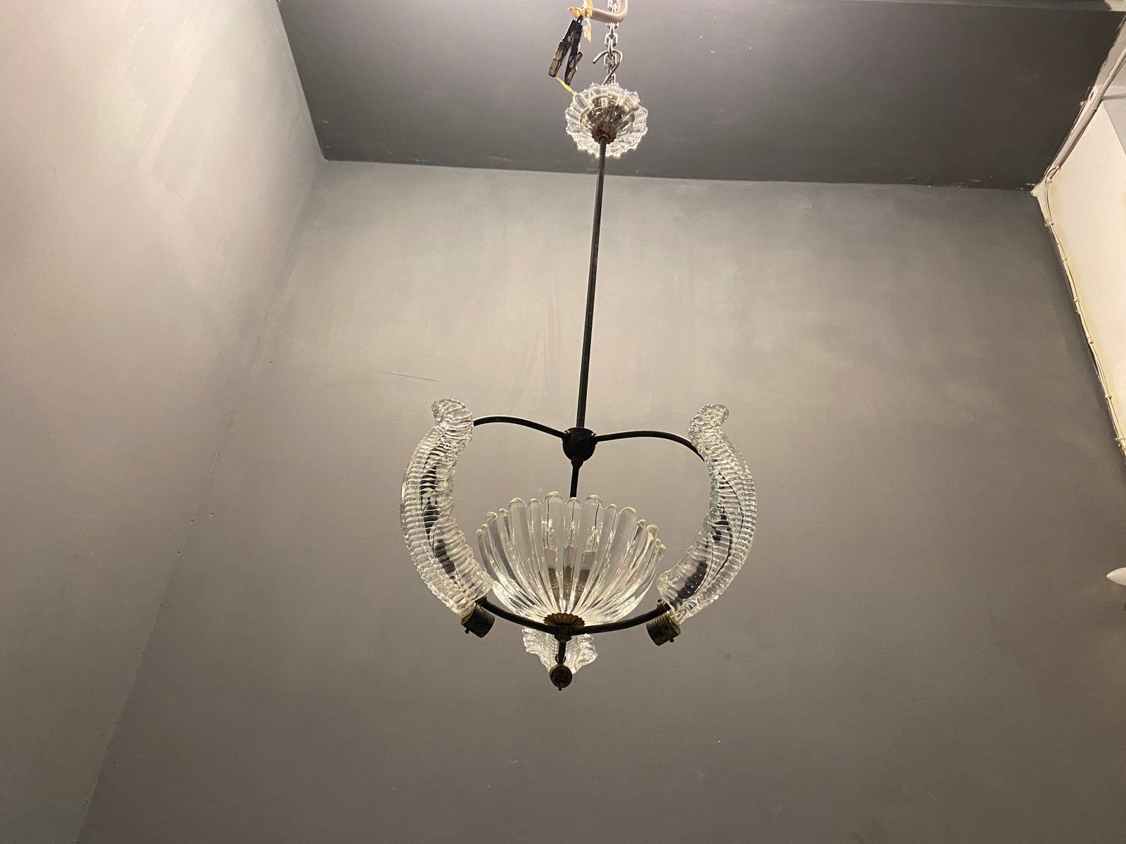 Italian Murano Glass Pendant Lamp by Ercole Barovier, 1940s