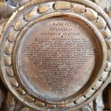 Ancient altar candlestick with gilded wooden cartagloria, 18th century.