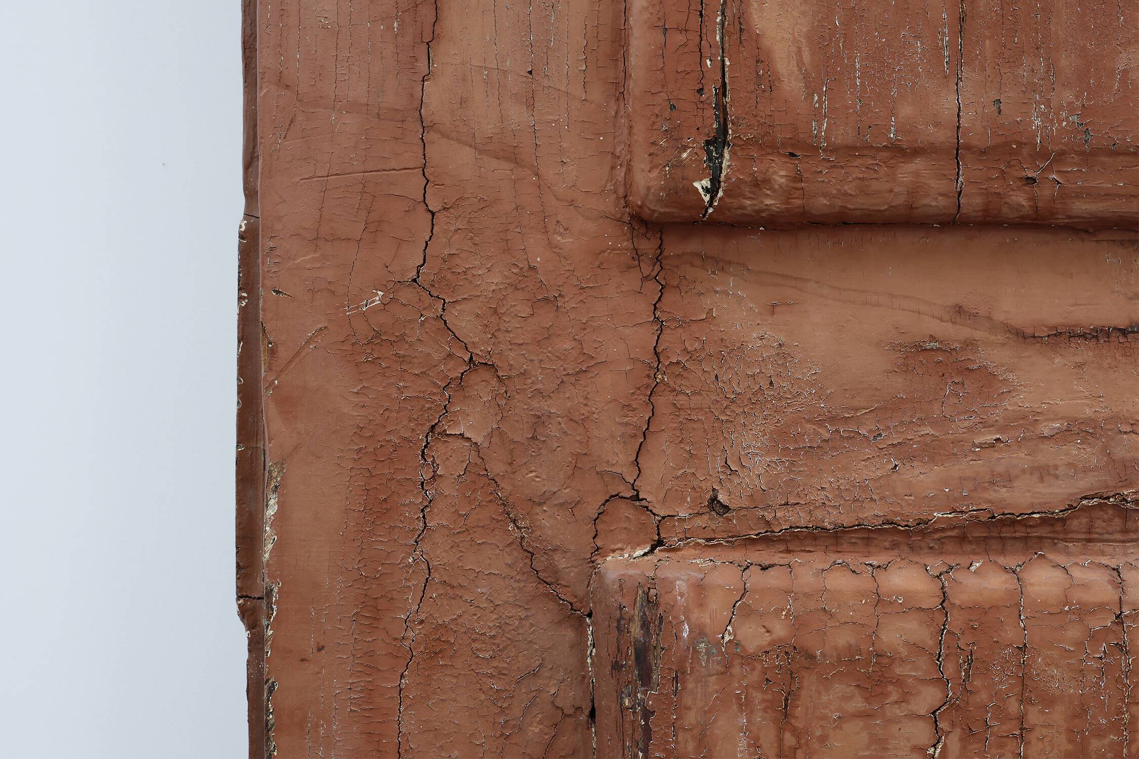 Large 17th century Monastery doors in terracotta lacquered oak, Portugal