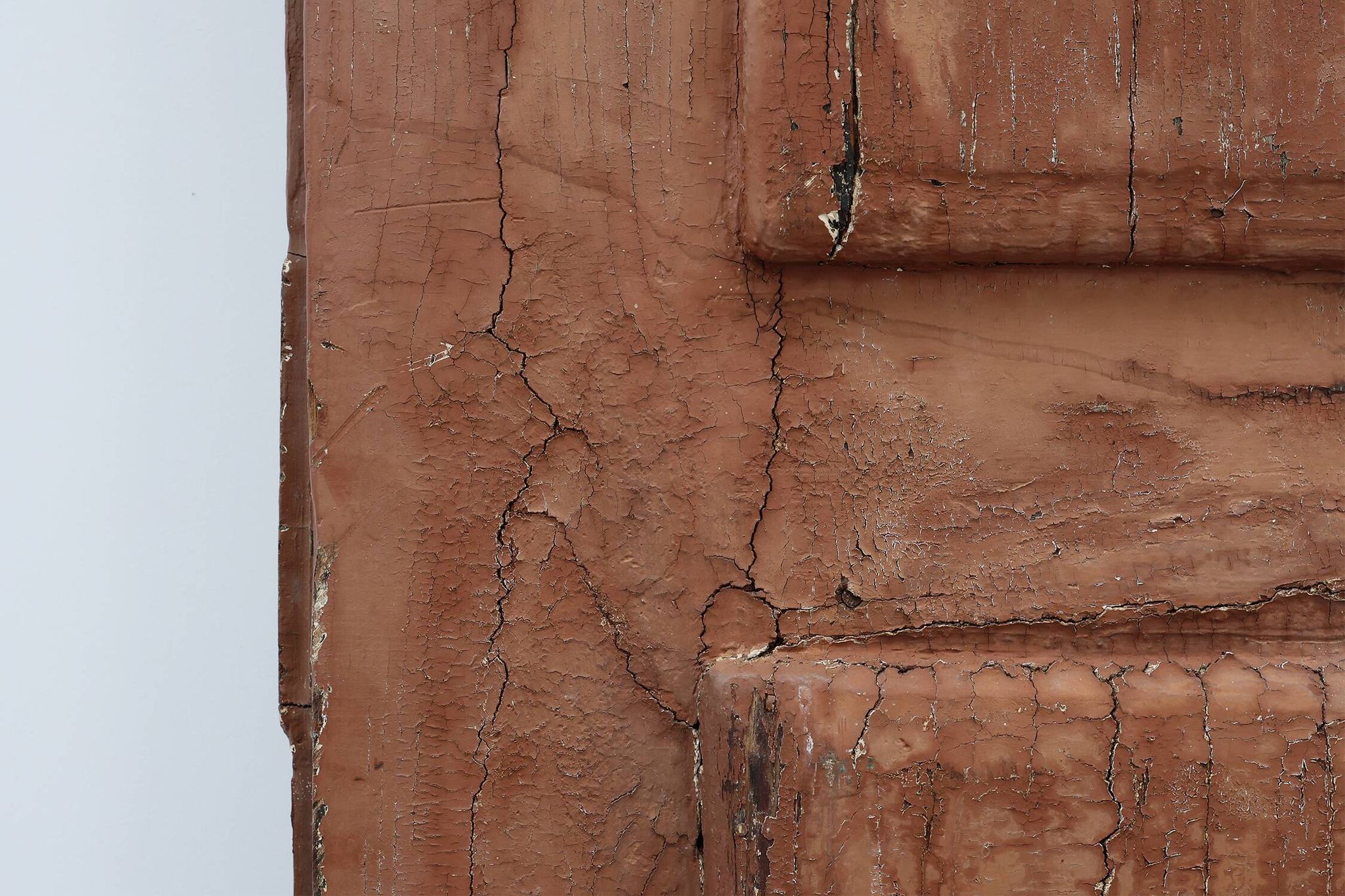 Large 17th century Monastery doors in terracotta lacquered oak, Portugal