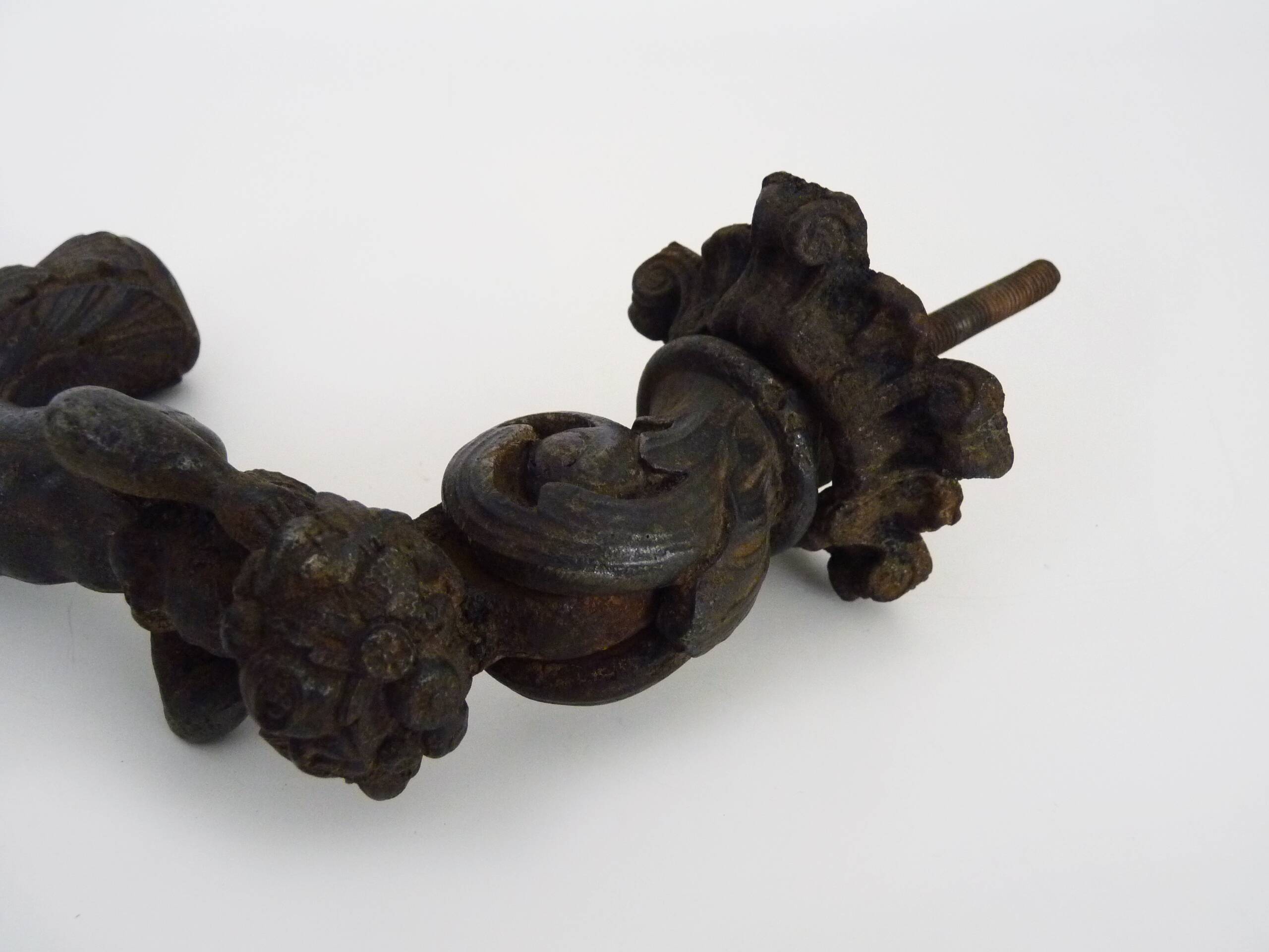 Old cast iron Cherub angel door knocker, 19th century