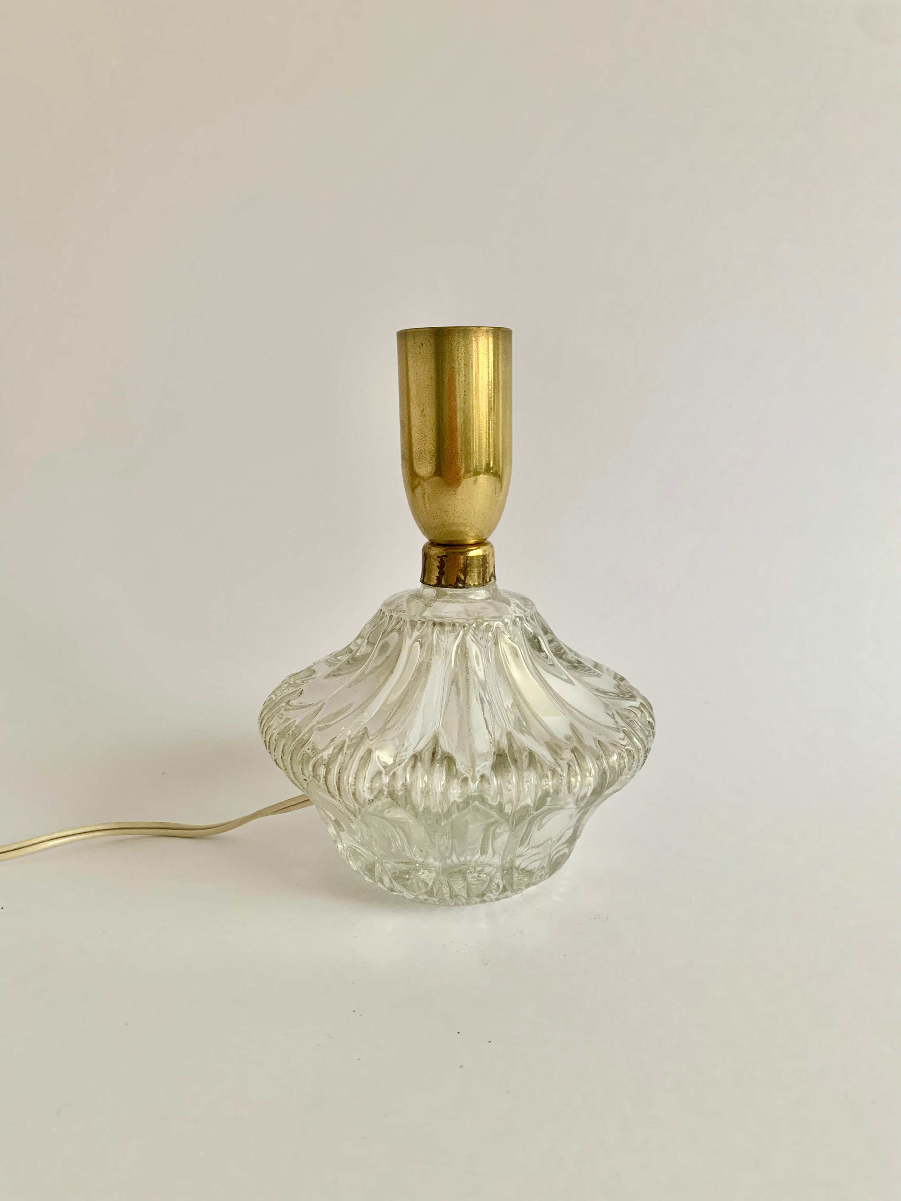 Lamp base glass and brass, 1960s