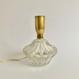 Pied de lampe en verre et laiton, années 1960
