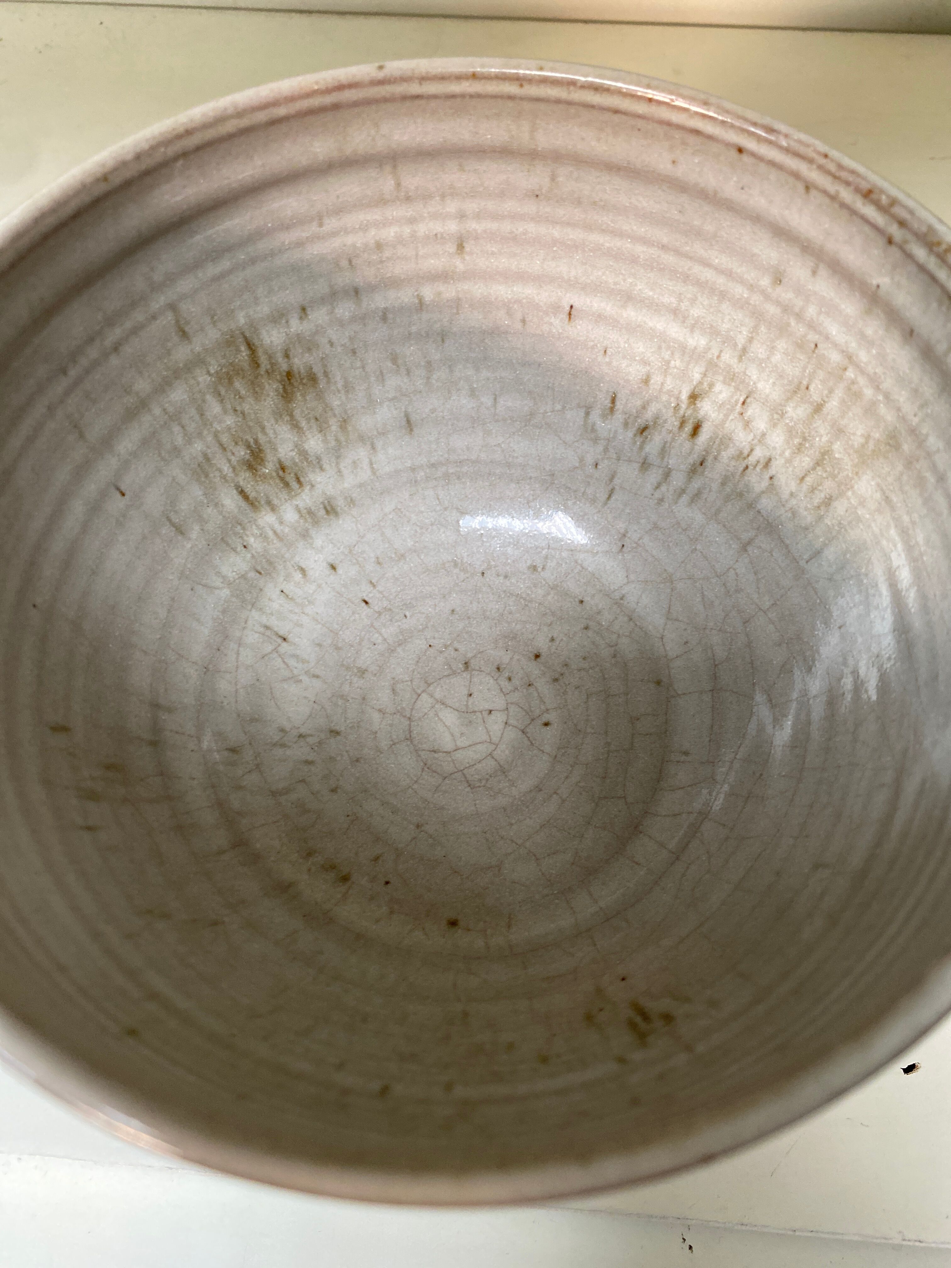 Vintage grey sandstone bowl signed