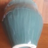 Vintage green and bronze ceramic pot cover vase