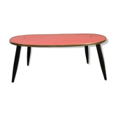 Table basse formica grenadine et or vintage 1960