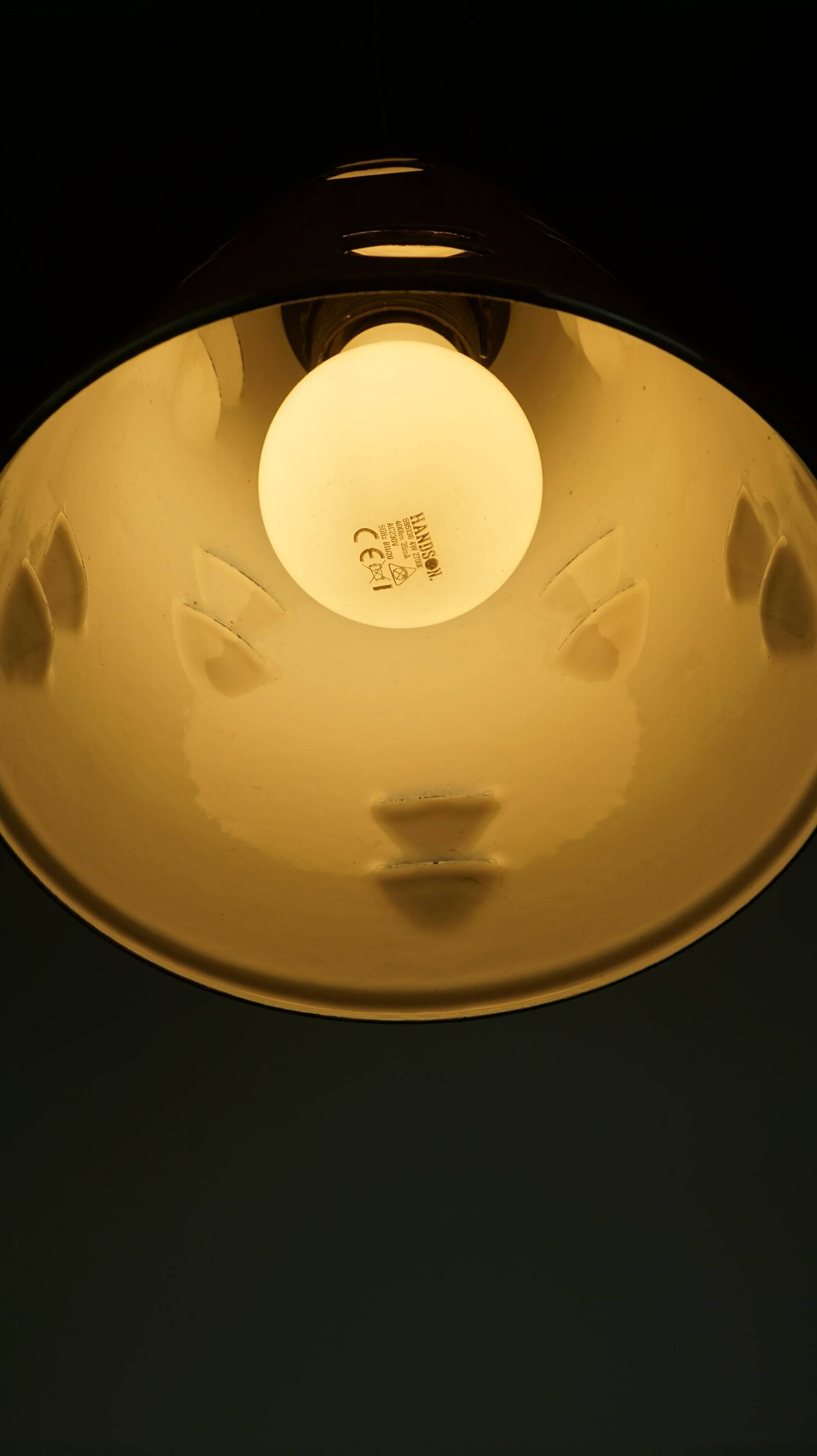 Vintage green and yellow enamel pendant light in good condition