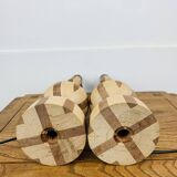 Pair of vintage turned wood lamps