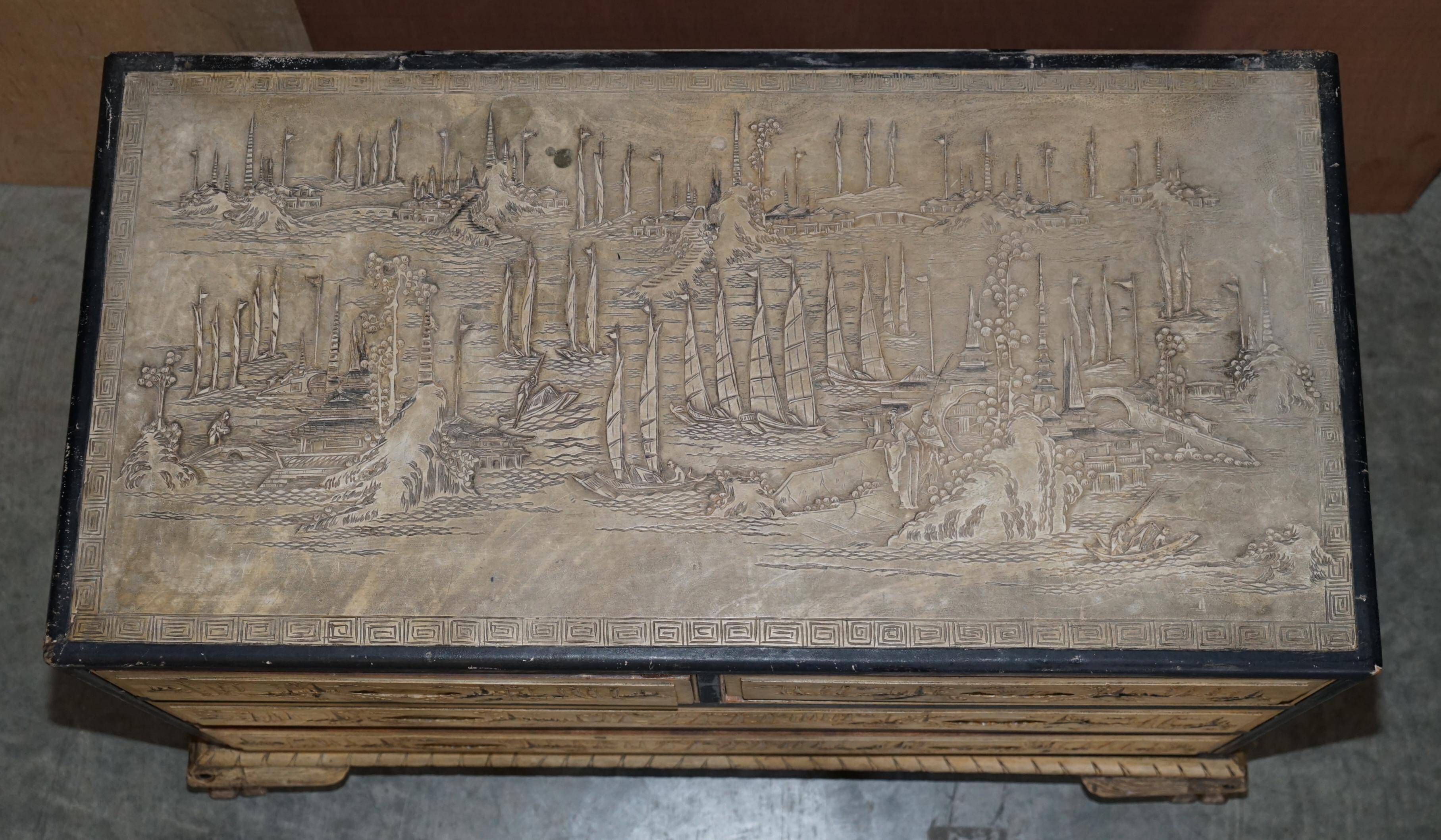 Chinese commode carved from camphor wood