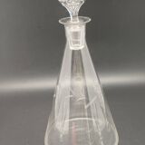 Glassware and bottle set in chiseled glass with flower motif