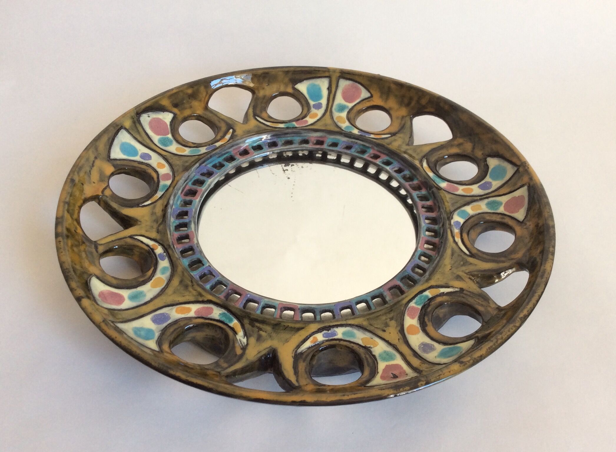 Ceramic mirror from the 1960s 32cm