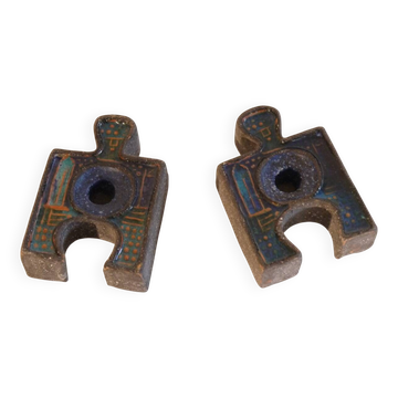 Pair of ceramic candlesticks by Thomas Hellström for Nittsjo.