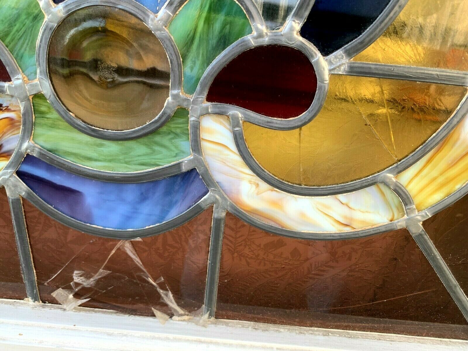 Double doors of passage in stained glass Art Deco XX century