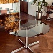 Florence Knoll table Roche Bobois 70s smoked glass chrome vintage design
