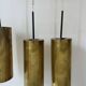 Set of 3 vintage pendant lights in solid brass, France 1960s