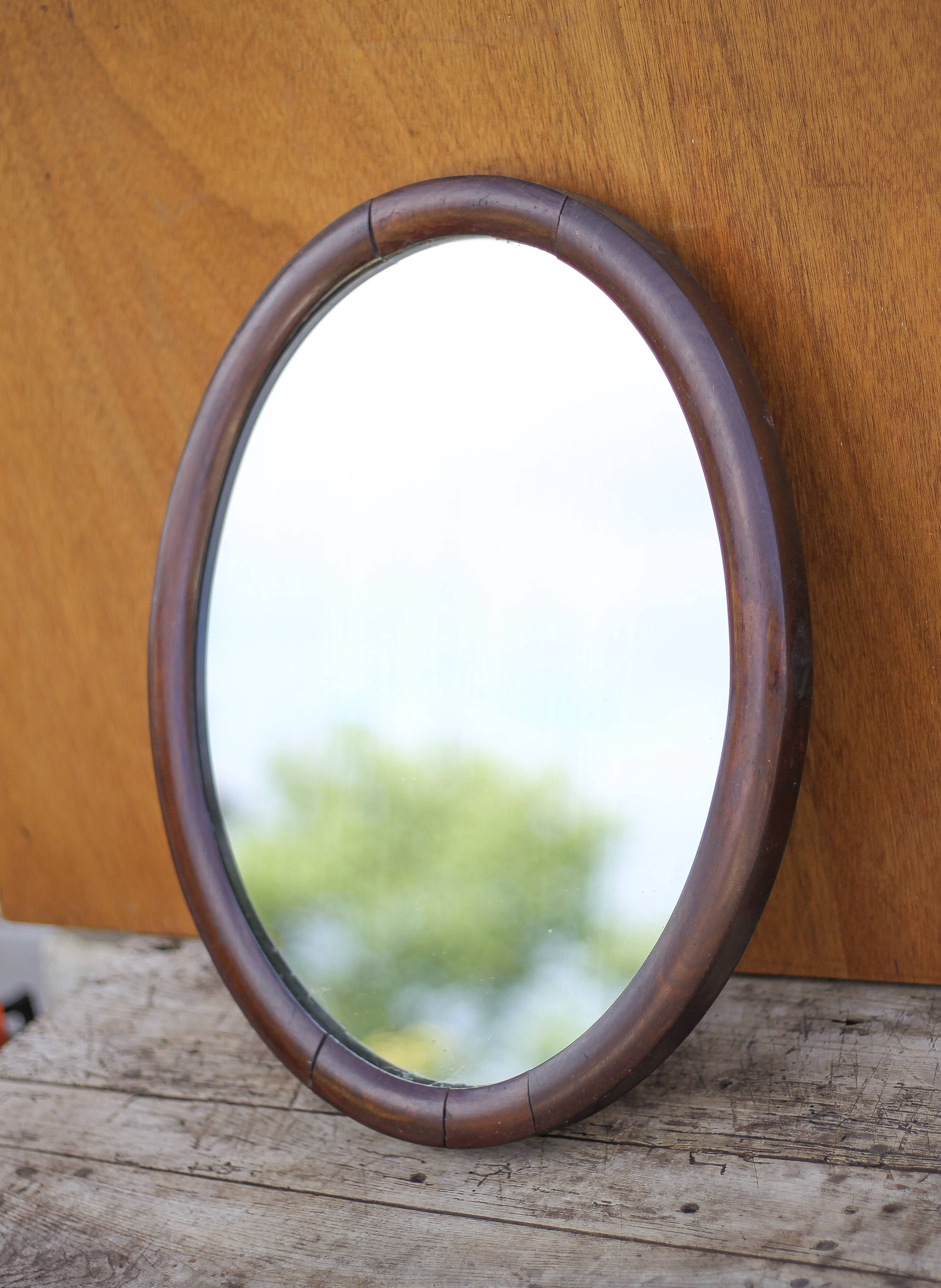 Vintage mirror, wall mirror, oval mirror, old dressing table mirror
