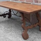 Table espagnole pieds lyre en chêne (19ème siècle)