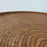 1950s wooden circular flat bowl plate pink beech