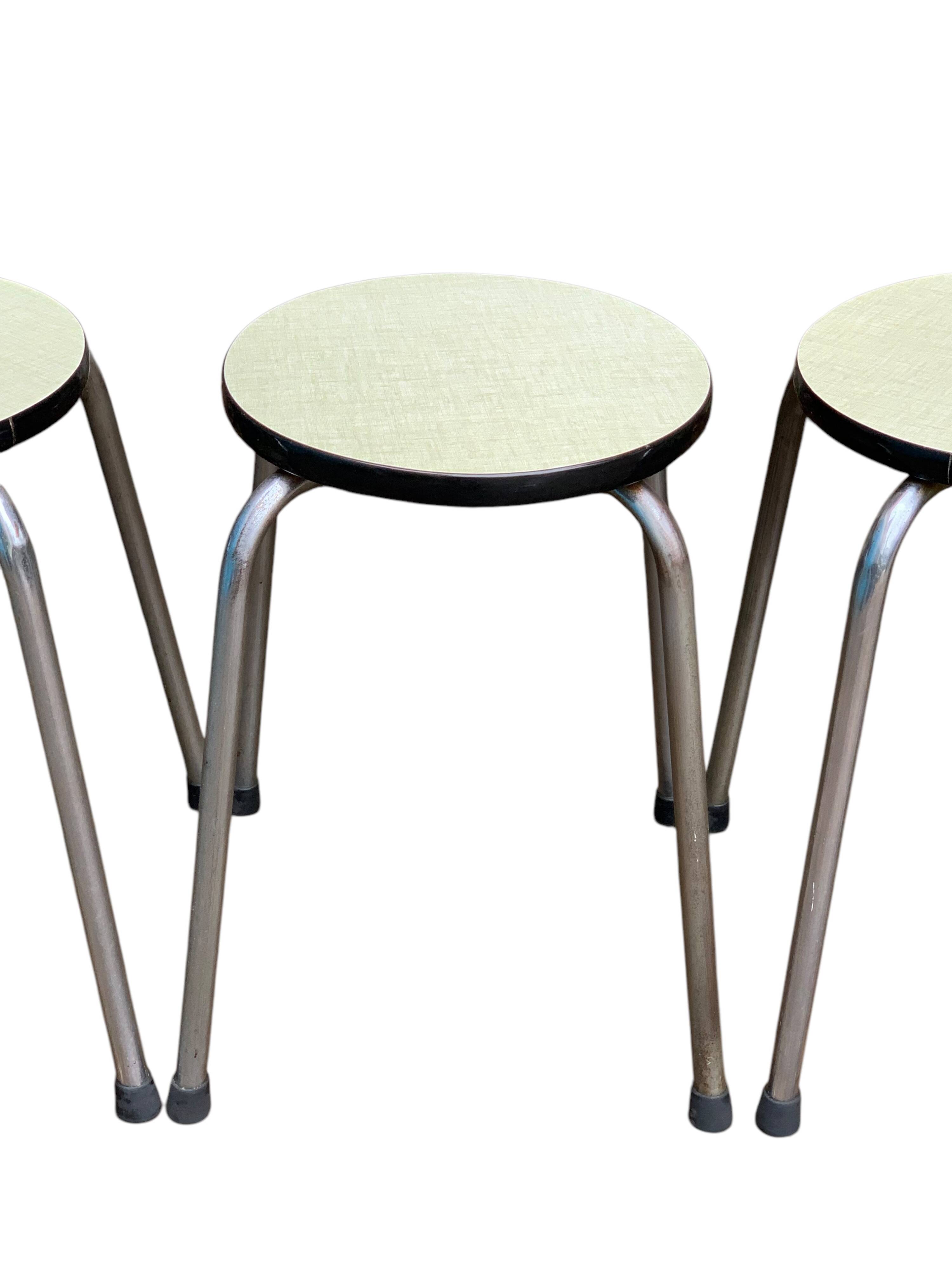 Vintage stackable stools Formica beige 1960